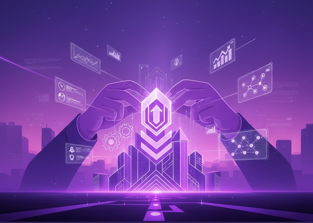 Brand building process illustration showing logo design, color palette, digital presence, and content creation steps for building a brand from scratch in 2025